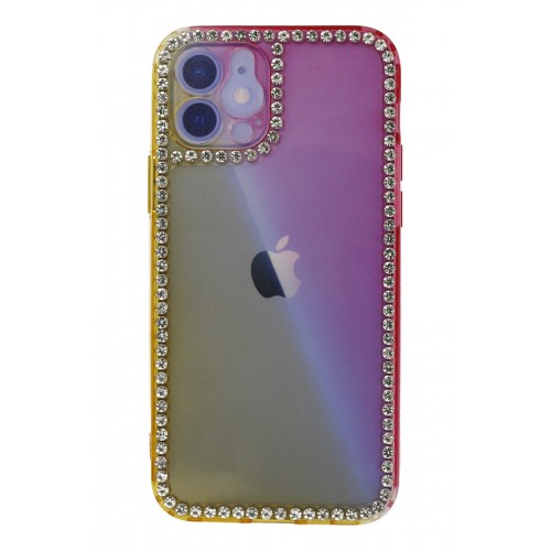 Newface iPhone 12 Kılıf İmaj Silikon - Sarı-Pembe Newface iPhone 12 Kılıf İmaj Silikon - Sarı-Pembe