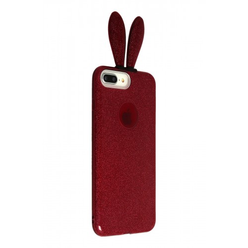 Newface Samsung Galaxy Note 9 Kılıf Rabbit Simli Silikon - Bordo Newface Samsung Galaxy Note 9 Kılıf Rabbit Simli Silikon - Bordo