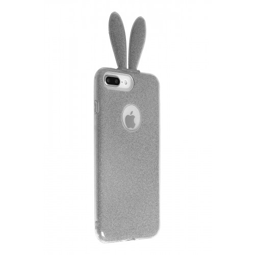 Newface Samsung Galaxy A9 2018 Kılıf Rabbit Simli Silikon - Gümüş Newface Samsung Galaxy A9 2018 Kılıf Rabbit Simli Silikon - Gümüş