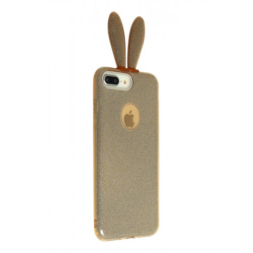 Newface Samsung Galaxy A9 2018 Kılıf Rabbit Simli Silikon - Gold Newface Samsung Galaxy A9 2018 Kılıf Rabbit Simli Silikon - Gold
