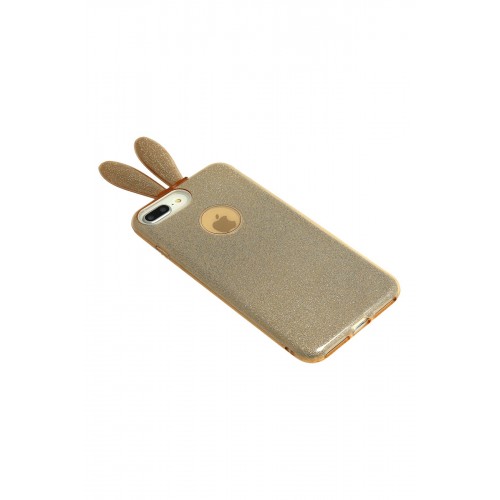 Newface Samsung Galaxy A9 2018 Kılıf Rabbit Simli Silikon - Gold Newface Samsung Galaxy A9 2018 Kılıf Rabbit Simli Silikon - Gold