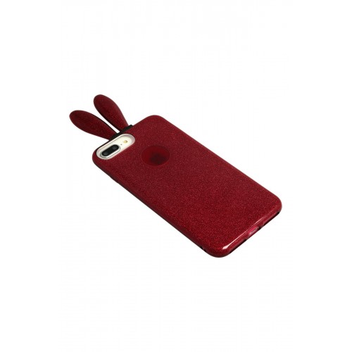 Newface Samsung Galaxy A9 2018 Kılıf Rabbit Simli Silikon - Bordo Newface Samsung Galaxy A9 2018 Kılıf Rabbit Simli Silikon - Bordo