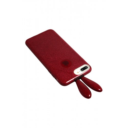 Newface Samsung Galaxy A9 2018 Kılıf Rabbit Simli Silikon - Bordo Newface Samsung Galaxy A9 2018 Kılıf Rabbit Simli Silikon - Bordo