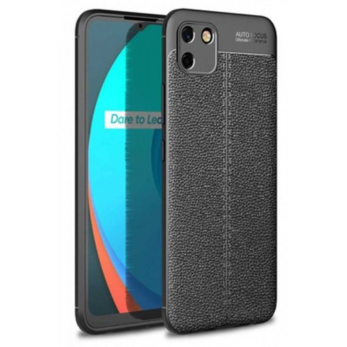 Newface Realme C11 Kılıf Focus Derili Silikon - Siyah Newface Realme C11 Kılıf Focus Derili Silikon - Siyah