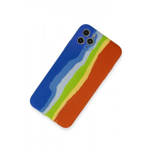 Newface iPhone 11 Pro Kılıf Ebruli Lansman Silikon - Mavi-Turuncu Newface iPhone 11 Pro Kılıf Ebruli Lansman Silikon - Mavi-Turuncu