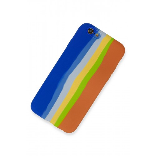 Newface iPhone 6 Kılıf Ebruli Lansman Silikon - Mavi-Turuncu Newface iPhone 6 Kılıf Ebruli Lansman Silikon - Mavi-Turuncu