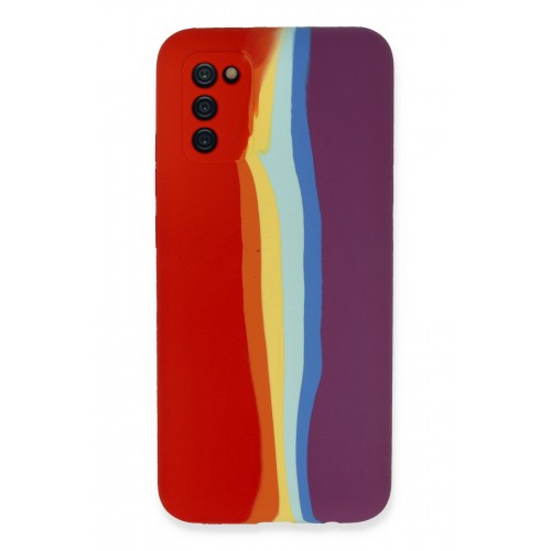 Newface Samsung Galaxy A03S Kılıf Ebruli Lansman Silikon - Kırmızı-Mor Newface Samsung Galaxy A03S Kılıf Ebruli Lansman Silikon - Kırmızı-Mor