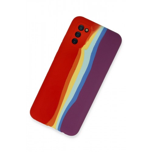 Newface Samsung Galaxy A03S Kılıf Ebruli Lansman Silikon - Kırmızı-Mor Newface Samsung Galaxy A03S Kılıf Ebruli Lansman Silikon - Kırmızı-Mor