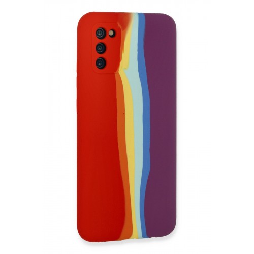 Newface Samsung Galaxy A03S Kılıf Ebruli Lansman Silikon - Kırmızı-Mor Newface Samsung Galaxy A03S Kılıf Ebruli Lansman Silikon - Kırmızı-Mor