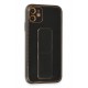 Newface iPhone 12 Kılıf Coco Karbon Standlı Kapak  - Siyah