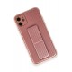 Newface iPhone 12 Kılıf Coco Karbon Standlı Kapak - Pembe Newface iPhone 12 Kılıf Coco Karbon Standlı Kapak - Pembe