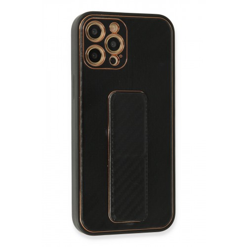 Newface iPhone 12 Pro Kılıf Coco Karbon Standlı Kapak - Siyah Newface iPhone 12 Pro Kılıf Coco Karbon Standlı Kapak - Siyah