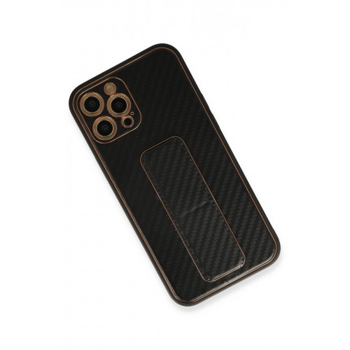 Newface iPhone 12 Pro Kılıf Coco Karbon Standlı Kapak - Siyah Newface iPhone 12 Pro Kılıf Coco Karbon Standlı Kapak - Siyah