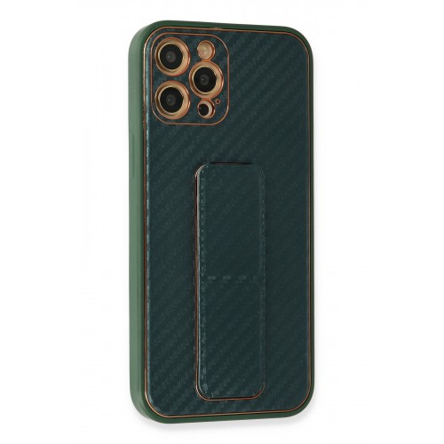 Newface iPhone 12 Pro Kılıf Coco Karbon Standlı Kapak - Yeşil Newface iPhone 12 Pro Kılıf Coco Karbon Standlı Kapak - Yeşil