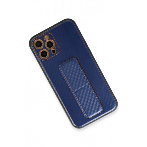 Newface iPhone 12 Pro Kılıf Coco Karbon Standlı Kapak - Mavi Newface iPhone 12 Pro Kılıf Coco Karbon Standlı Kapak - Mavi