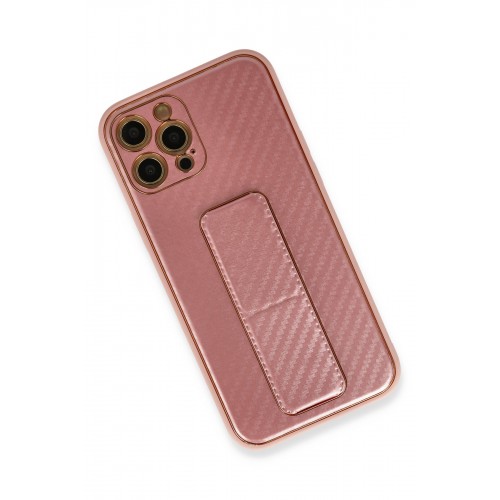 Newface iPhone 12 Pro Kılıf Coco Karbon Standlı Kapak - Pembe Newface iPhone 12 Pro Kılıf Coco Karbon Standlı Kapak - Pembe