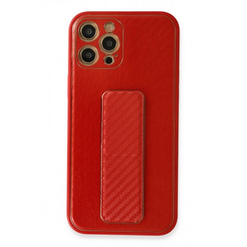 Newface iPhone 12 Pro Max Kılıf Coco Karbon Standlı Kapak - Kırmızı Newface iPhone 12 Pro Max Kılıf Coco Karbon Standlı Kapak - Kırmızı