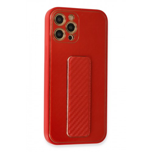 Newface iPhone 12 Pro Max Kılıf Coco Karbon Standlı Kapak - Kırmızı Newface iPhone 12 Pro Max Kılıf Coco Karbon Standlı Kapak - Kırmızı