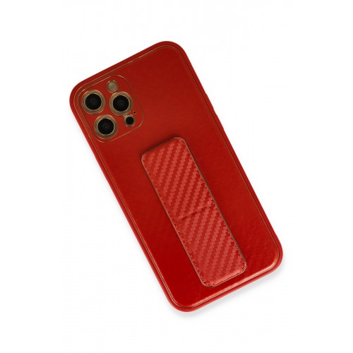 Newface iPhone 12 Pro Max Kılıf Coco Karbon Standlı Kapak - Kırmızı Newface iPhone 12 Pro Max Kılıf Coco Karbon Standlı Kapak - Kırmızı