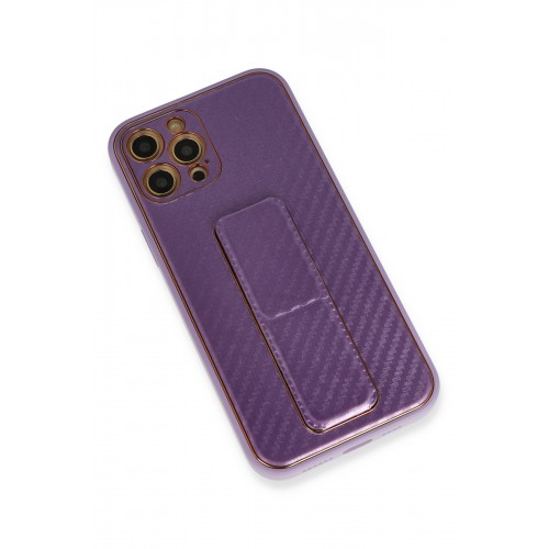 Newface iPhone 12 Pro Max Kılıf Coco Karbon Standlı Kapak - Mor Newface iPhone 12 Pro Max Kılıf Coco Karbon Standlı Kapak - Mor