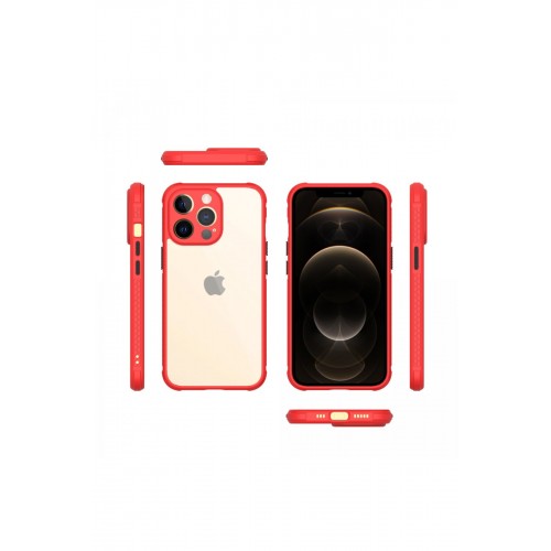 Newface iPhone 13 Pro Kılıf Miami Şeffaf Silikon - Kırmızı Newface iPhone 13 Pro Kılıf Miami Şeffaf Silikon - Kırmızı