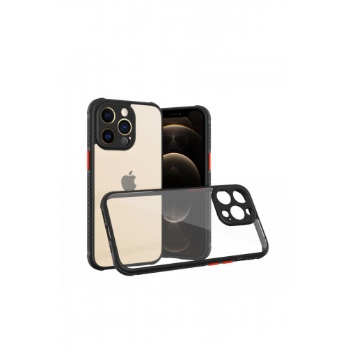 Newface iPhone 13 Pro Kılıf Miami Şeffaf Silikon  - Siyah
