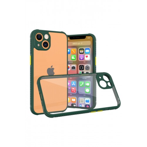 Newface iPhone 13 Mini Kılıf Miami Şeffaf Silikon  - Koyu Yeşil