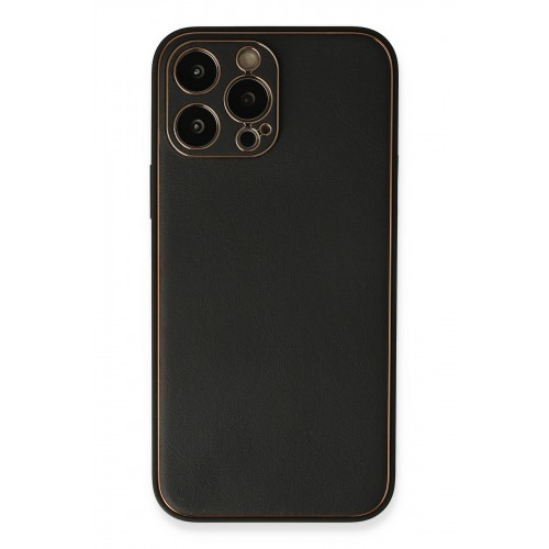 Newface iPhone 13 Pro Max Kılıf Coco Deri Silikon Kapak - Siyah