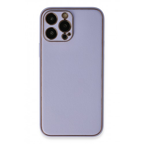 Newface iPhone 13 Pro Max Kılıf Coco Deri Silikon Kapak - Açık Lila