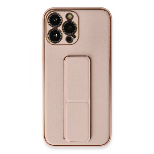 Newface iPhone 13 Pro Kılıf Coco Deri Standlı Kapak - Pembe