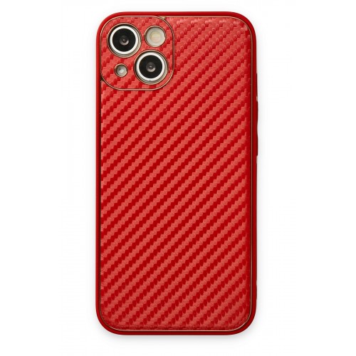 Newface iPhone 13 Kılıf Coco Karbon Silikon - Kırmızı Newface iPhone 13 Kılıf Coco Karbon Silikon - Kırmızı