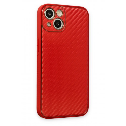 Newface iPhone 13 Kılıf Coco Karbon Silikon - Kırmızı Newface iPhone 13 Kılıf Coco Karbon Silikon - Kırmızı