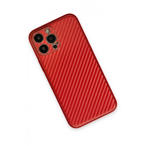 Newface iPhone 13 Pro Max Kılıf Coco Karbon Silikon - Kırmızı Newface iPhone 13 Pro Max Kılıf Coco Karbon Silikon - Kırmızı