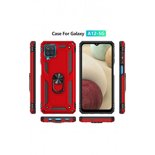 Newface Samsung Galaxy A22 Kılıf Sofya Yüzüklü Silikon Kapak - Kırmızı Newface Samsung Galaxy A22 Kılıf Sofya Yüzüklü Silikon Kapak - Kırmızı