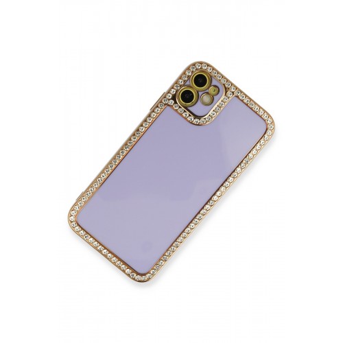 Newface iPhone 12 Kılıf Solo Taşlı Silikon - Lila Newface iPhone 12 Kılıf Solo Taşlı Silikon - Lila