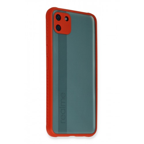 Newface Realme C11 Kılıf Miami Şeffaf Silikon  - Kırmızı