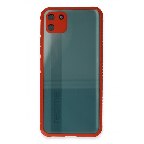 Newface Realme C11 Kılıf Miami Şeffaf Silikon - Kırmızı Newface Realme C11 Kılıf Miami Şeffaf Silikon - Kırmızı