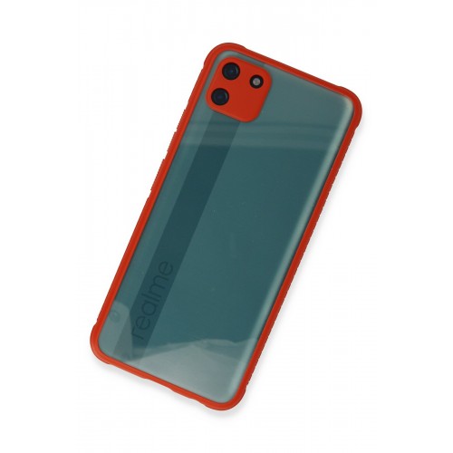 Newface Realme C11 Kılıf Miami Şeffaf Silikon - Kırmızı Newface Realme C11 Kılıf Miami Şeffaf Silikon - Kırmızı