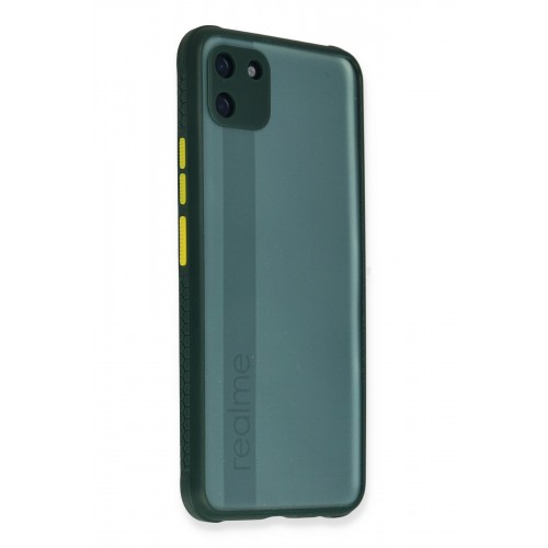 Newface Realme C11 Kılıf Miami Şeffaf Silikon - Koyu Yeşil Newface Realme C11 Kılıf Miami Şeffaf Silikon - Koyu Yeşil