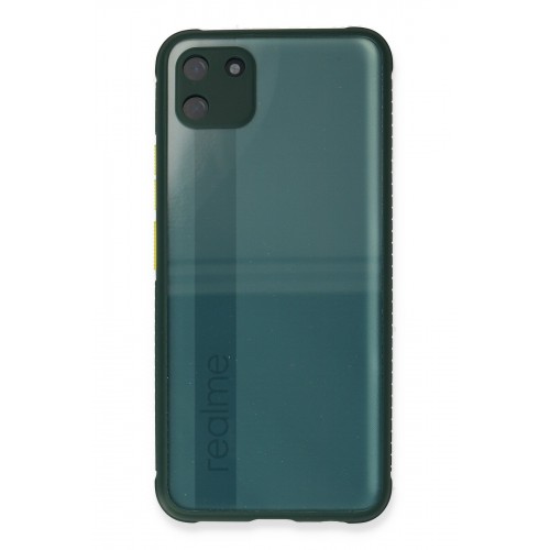 Newface Realme C11 Kılıf Miami Şeffaf Silikon - Koyu Yeşil Newface Realme C11 Kılıf Miami Şeffaf Silikon - Koyu Yeşil