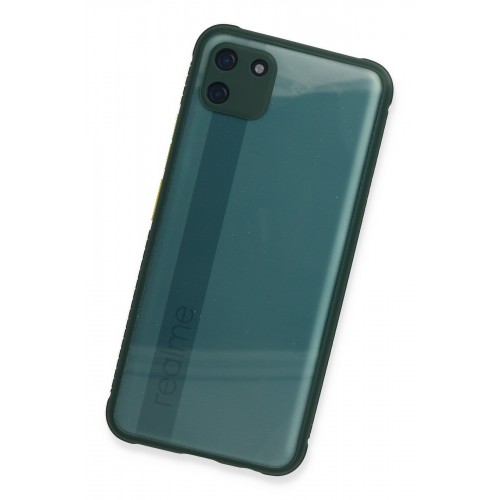 Newface Realme C11 Kılıf Miami Şeffaf Silikon - Koyu Yeşil Newface Realme C11 Kılıf Miami Şeffaf Silikon - Koyu Yeşil