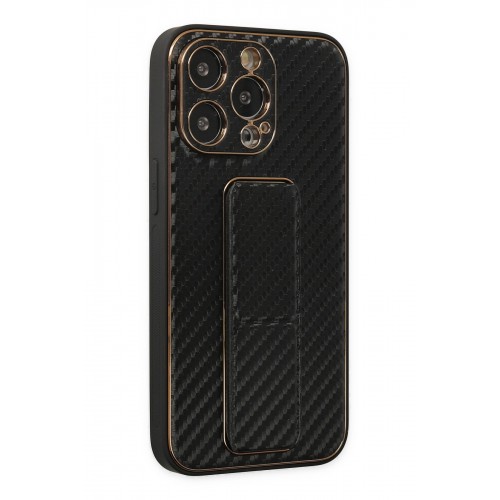 Newface iPhone 13 Pro Kılıf Coco Karbon Standlı Kapak - Siyah Newface iPhone 13 Pro Kılıf Coco Karbon Standlı Kapak - Siyah