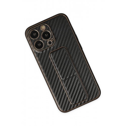 Newface iPhone 13 Pro Kılıf Coco Karbon Standlı Kapak - Siyah Newface iPhone 13 Pro Kılıf Coco Karbon Standlı Kapak - Siyah