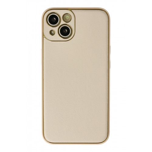 Newface iPhone 13 Kılıf Coco Deri Silikon Kapak - Gold