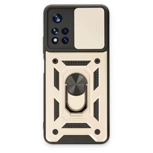 Newface Xiaomi Redmi Note 11T Kılıf Pars Lens Yüzüklü Silikon - Gold
