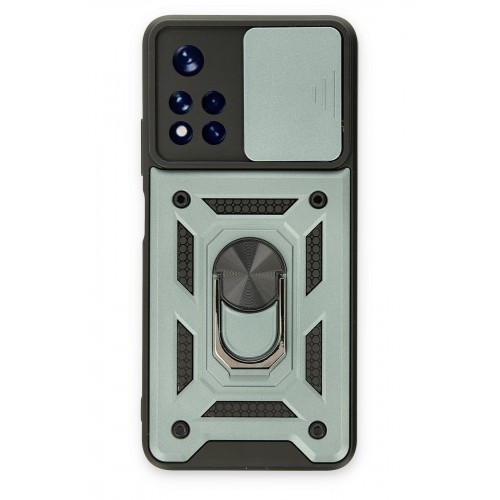 Newface Xiaomi Redmi Note 11T Kılıf Pars Lens Yüzüklü Silikon - Yeşil