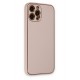 Newface iPhone 12 Pro Max Kılıf Coco Deri Silikon Kapak - Pudra