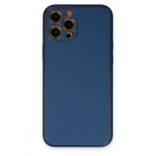Newface iPhone 12 Pro Max Kılıf Coco Deri Silikon Kapak - Açık Mavi