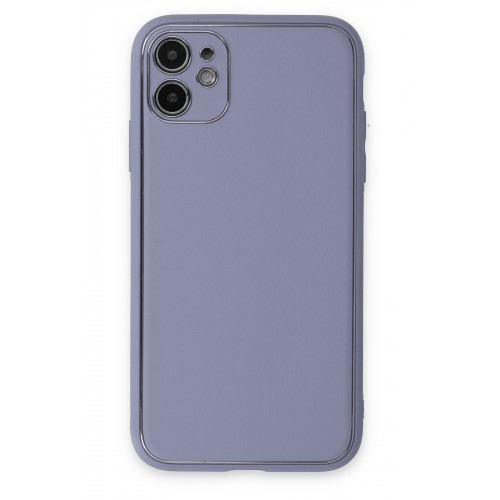 Newface iPhone 12 Kılıf Coco Deri Silikon Kapak - Açık Lila