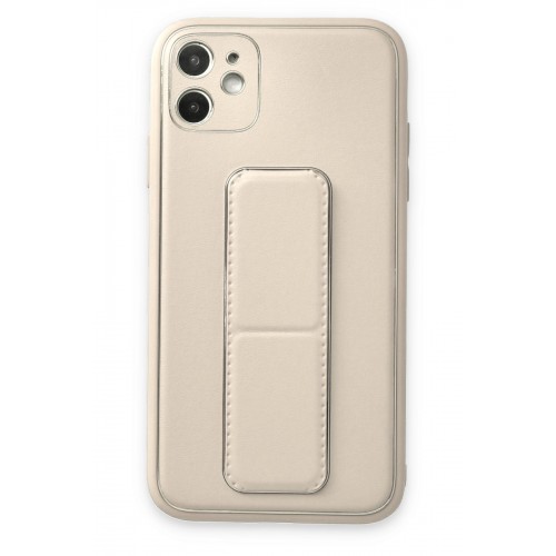 Newface iPhone 12 Kılıf Coco Deri Standlı Kapak - Beyaz